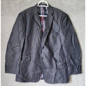 Madison Gray 2 Button Blazer Jacket Coat Sz 46L Denim-Like Material Linen Blend